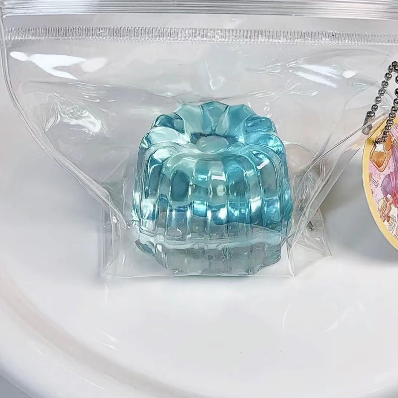 Handmade Silicone Squishy  Clear Blue Pudding