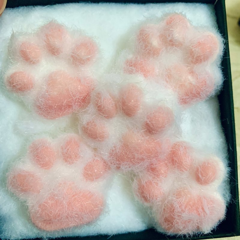 Handmade  Silicone Mini Cat's Paw with fur Stress Relief Squishy Toy