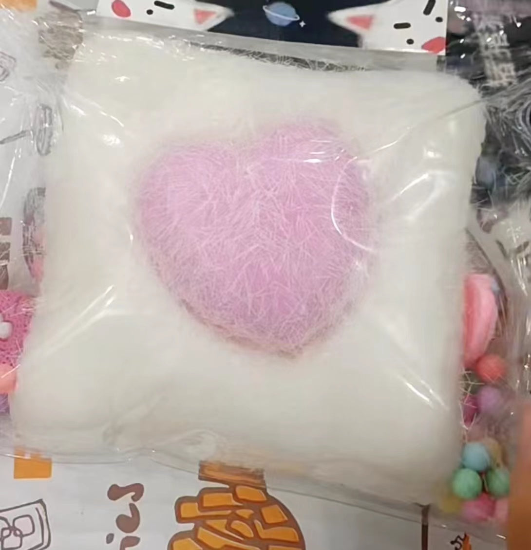 Lovely  Love Pillow  with fur Pinch Squishy Toy Handmade