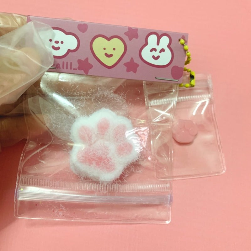 Handmade  Silicone Mini Cat's Paw with fur Stress Relief Squishy Toy