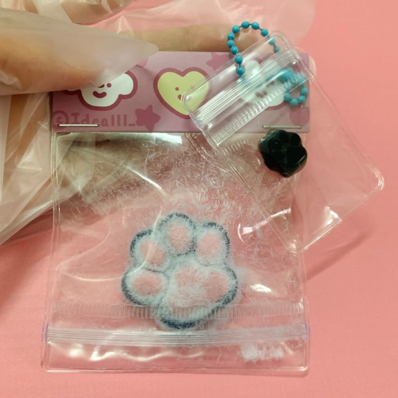Handmade  Silicone Mini Cat's Paw with fur Stress Relief Squishy Toy