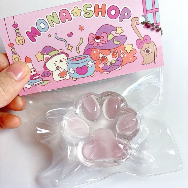 Handmade Silicone  Clear Pink Cat's Paw Stress Relief Squishy Toy