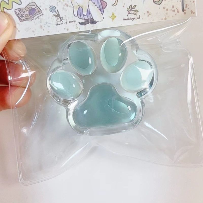 Handmade Silicone  Clear Pink Cat's Paw Stress Relief Squishy Toy